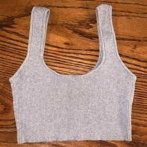 Forever 21 Ribbed Knit Gray Crop Top